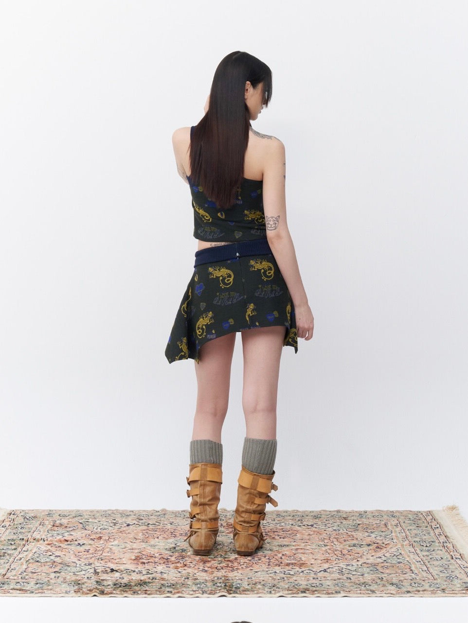 Punky lizard jacquard top