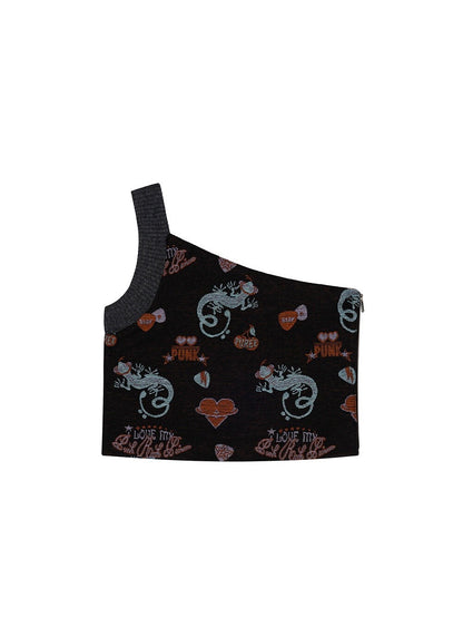 Punky lizard jacquard top