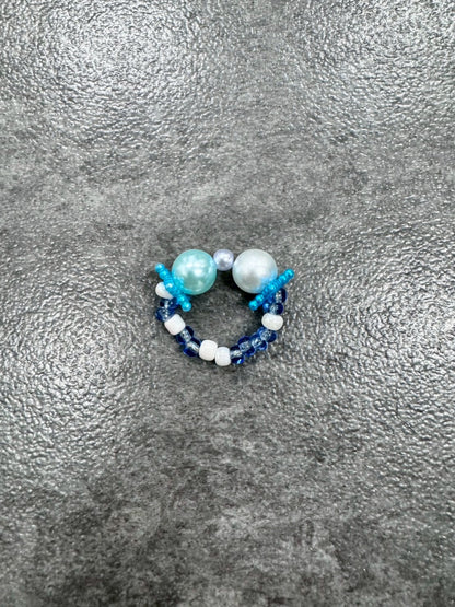 White Sky Blue Star Ring