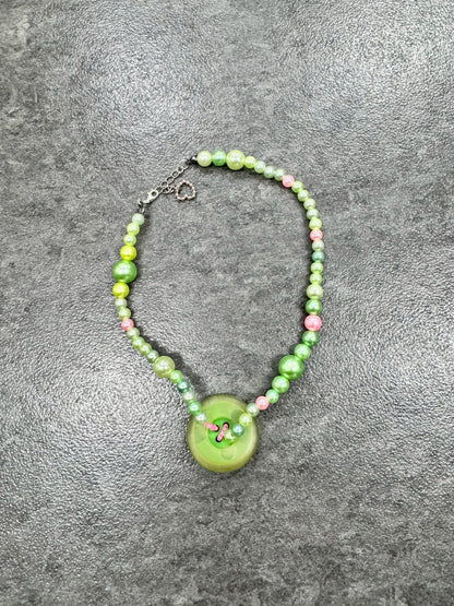 Green Button Necklace