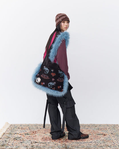 Punky lizard jacquard bag