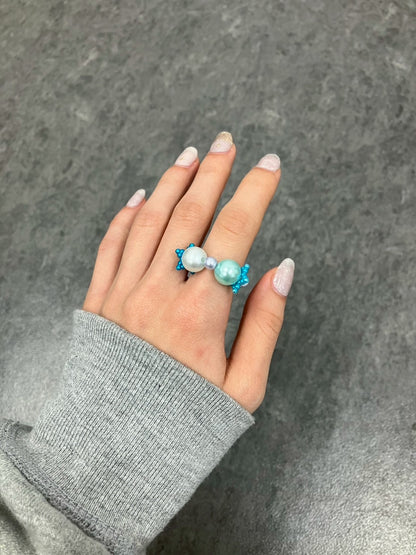 White Sky Blue Star Ring