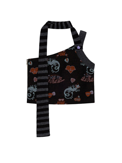 Punky lizard jacquard top