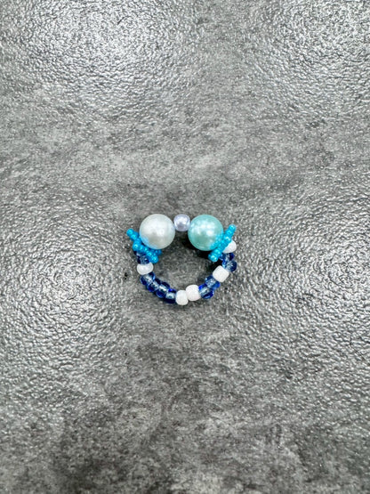 White Sky Blue Star Ring