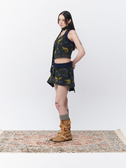 Punky lizard jacquard top