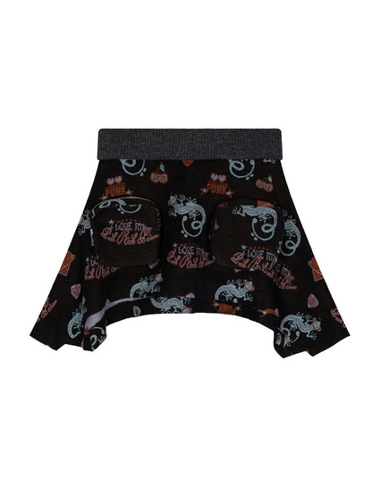 Punky lizard jacquard pocket skirt