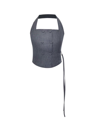 GRAY BUTTON HOLTER VEST