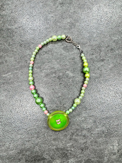 Green Button Necklace