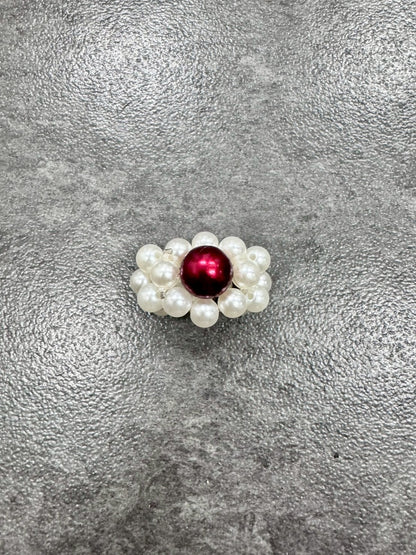 White Red MegaFlower Ring