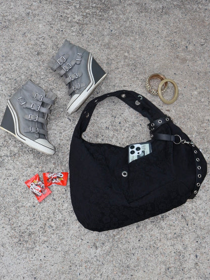 Eyelet jacquard bag