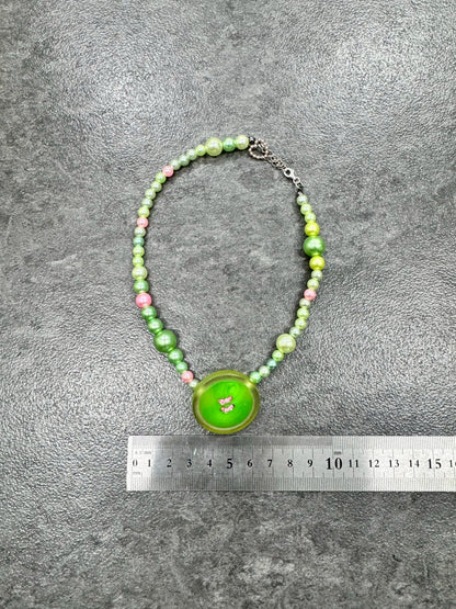 Green Button Necklace