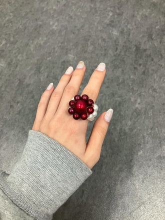 White Red Megaflower Ring