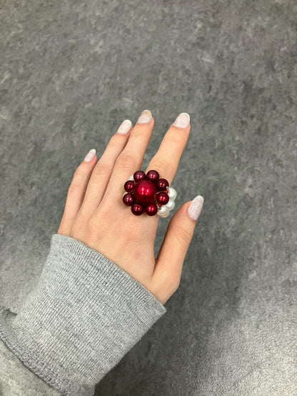 White Red Megaflower Ring