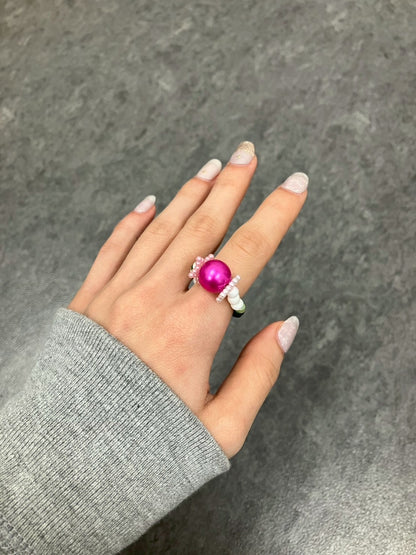 White Pink Star Ring