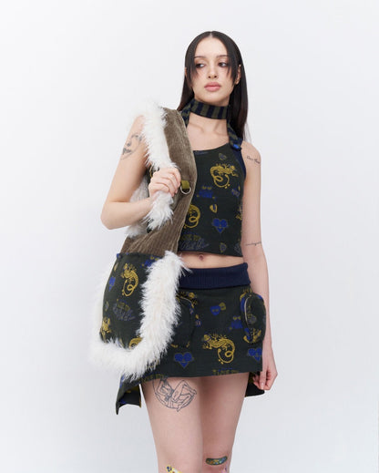 Punky lizard jacquard bag