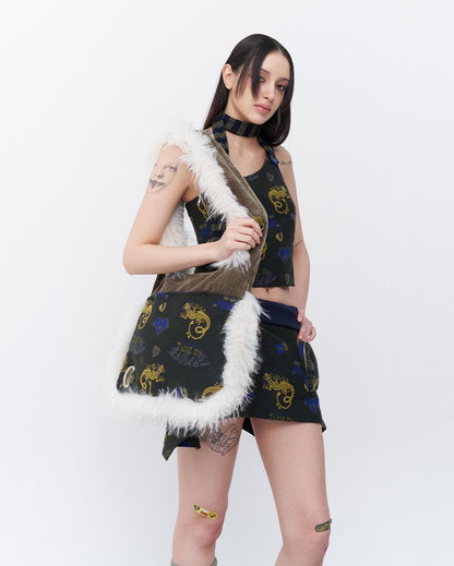 Punky lizard jacquard bag
