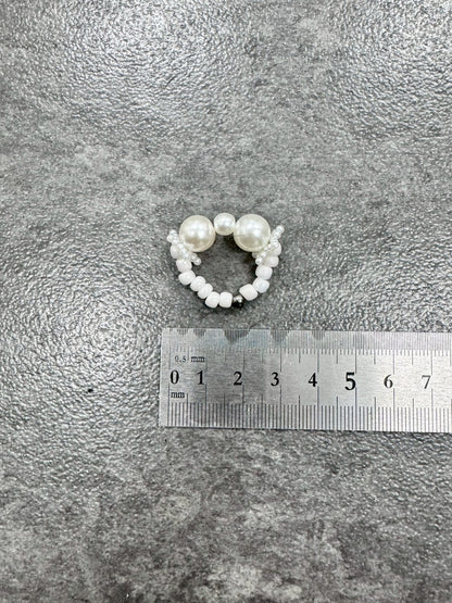 White Silver Star Ring