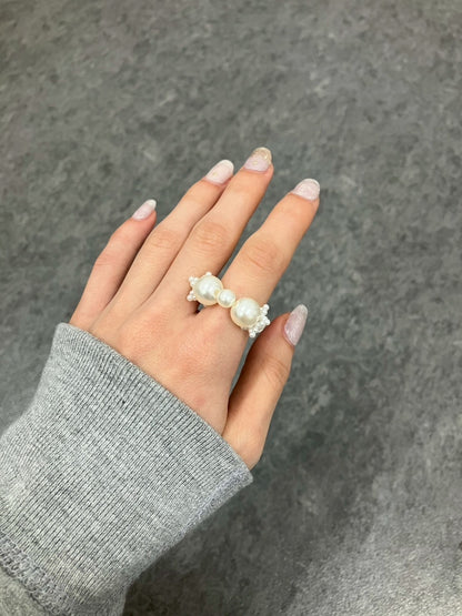 White Silver Star Ring