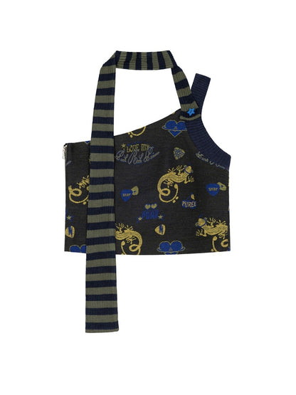 Punky lizard jacquard top