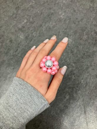 White Pink Megaflower Ring