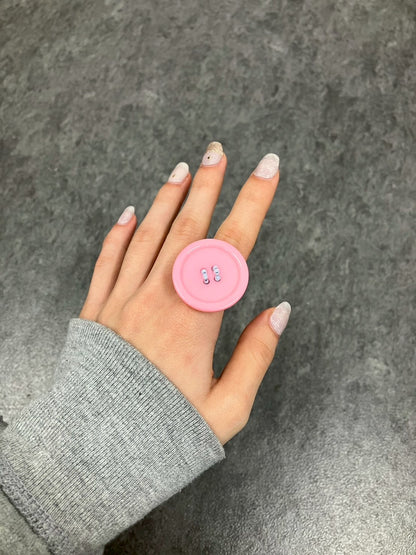 Pink Button Ring