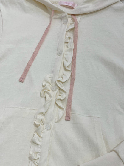 Ruffle hoodie cardigan